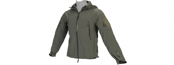 Lancer Tactical Soft Shell Jacket w/ Hood ( Sage / XL )