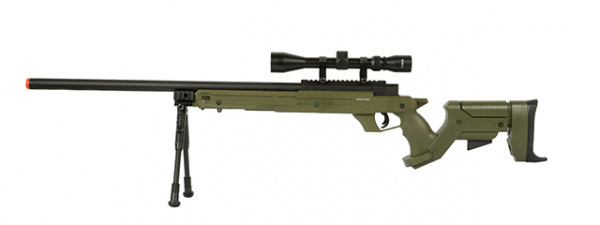 Well SR-22 Bolt Action Sniper Airsoft Rifle Scope & Bipod Package ( OD Green )