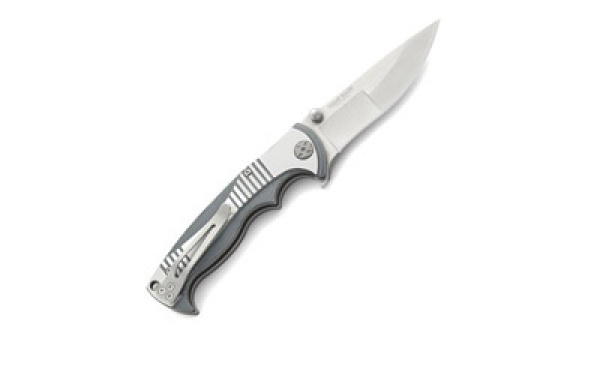 CRKT Tighe Rade Button Lock Drop Point Folding Knife ( Silver / Gray )