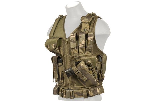 Lancer Tactical Cross Draw Vest w/ Holster ( Camo Tropic )