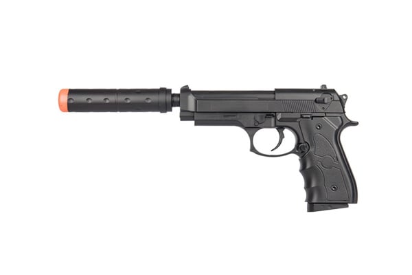 UK Arms G52A M9 Spring Airsoft Pistol w/ Mock Suppressor ( Black )