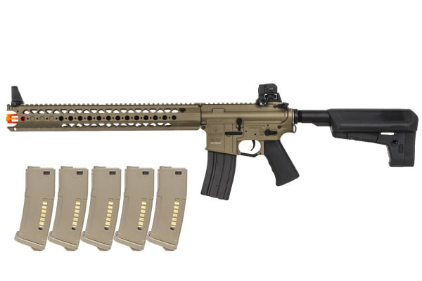 Krytac War Sport LVOA-C M4 Keymod Carbine AEG Airsoft Rifle w/ PTS EPM Mag - 5 Pack Airsoft GI Exclusive ( Flat Dark Earth )