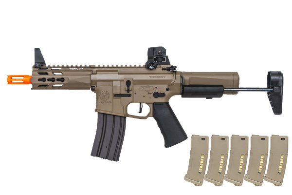 Krytac Trident MK2 M4 PDW AEG Airsoft Rifle w/ PTS EPM Magazines - 5 Pack ( Flat Dark Earth )