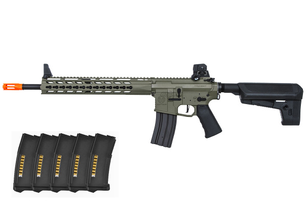 Krytac Trident MK2 M4 SPR AEG Airsoft Rifle w/ PTS EPM Magazines - 5 Pack ( Foliage )