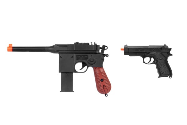 UK Arms P1308 Mauser Spring Airsoft Pistol Package ( Black )