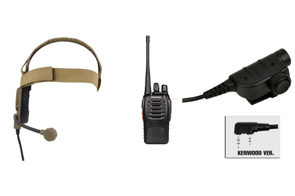 Baofeng BF-888S Radio, Bowman EVO III Headset, & Z125KEN PTT Set ( Black / Coyote )