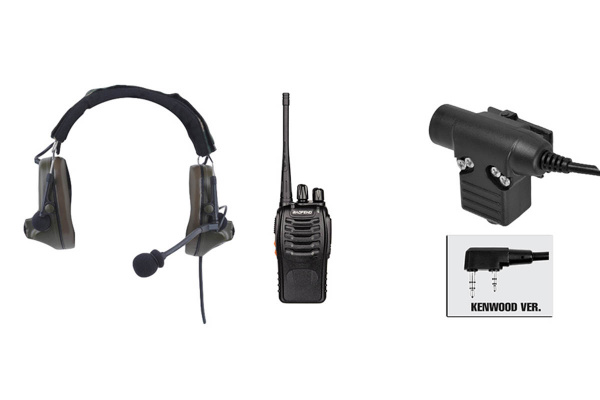 Baofeng BF-888S Radio, Z Comtac II Headset, & Z113KEN PTT Set ( Black / OD Green )