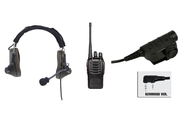 Baofeng BF-888S Radio, Z Comtac II Headset, & Z125KEN PTT Set ( Black / OD Green )