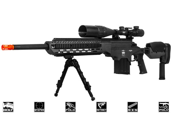 Lancer Tactical LTR338L Spring Sniper Airsoft Rifle ( Black )