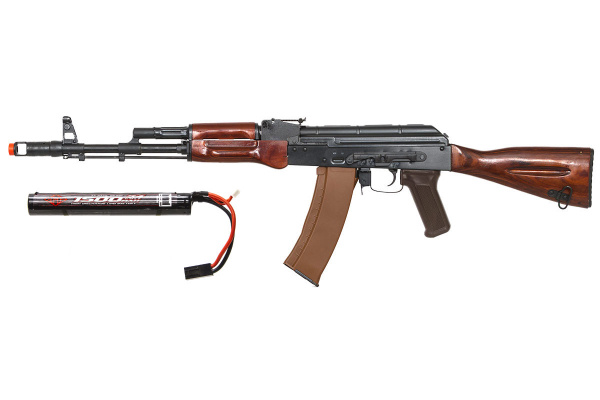Spartan Delta E&L AK-74N Rifle AEG Airsoft Gun w/ 7.4 Lipo Battery Combo Pack ( Wood )
