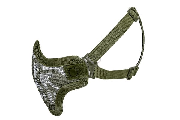 Emerson Tactical Double Strap Version Skull Metal Mesh Half Mask ( OD Green )