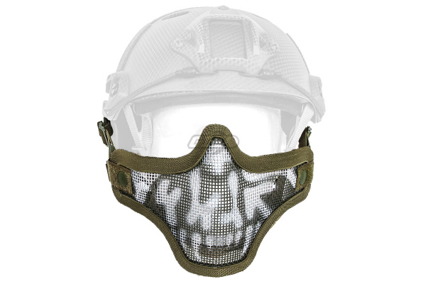 Emerson Tactical Helmet Version Skull Metal Mesh Half Mask ( OD Green )