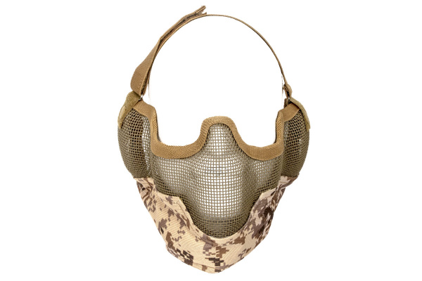 Emerson Tactical Metal Mesh Half Mask w/ Ear Protection ( Desert Digital )
