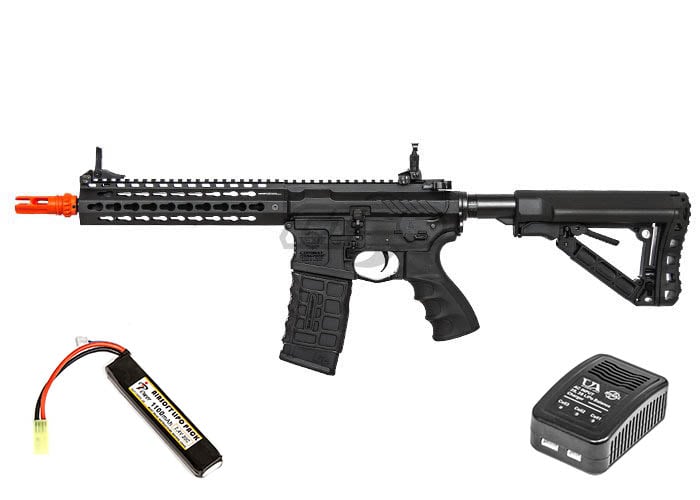 G G Combat Machine Cm16 Srl M4 Carbine Aeg Airsoft Rifle Lipo Battery Charger Package Black