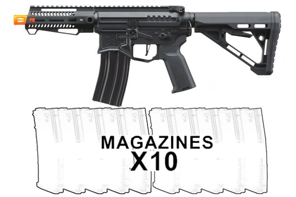 Zion Arms Full Metal R15 Short Barrel AEG Airsoft Rifle W/ ETU 10 Pack Mag Combo (Black)