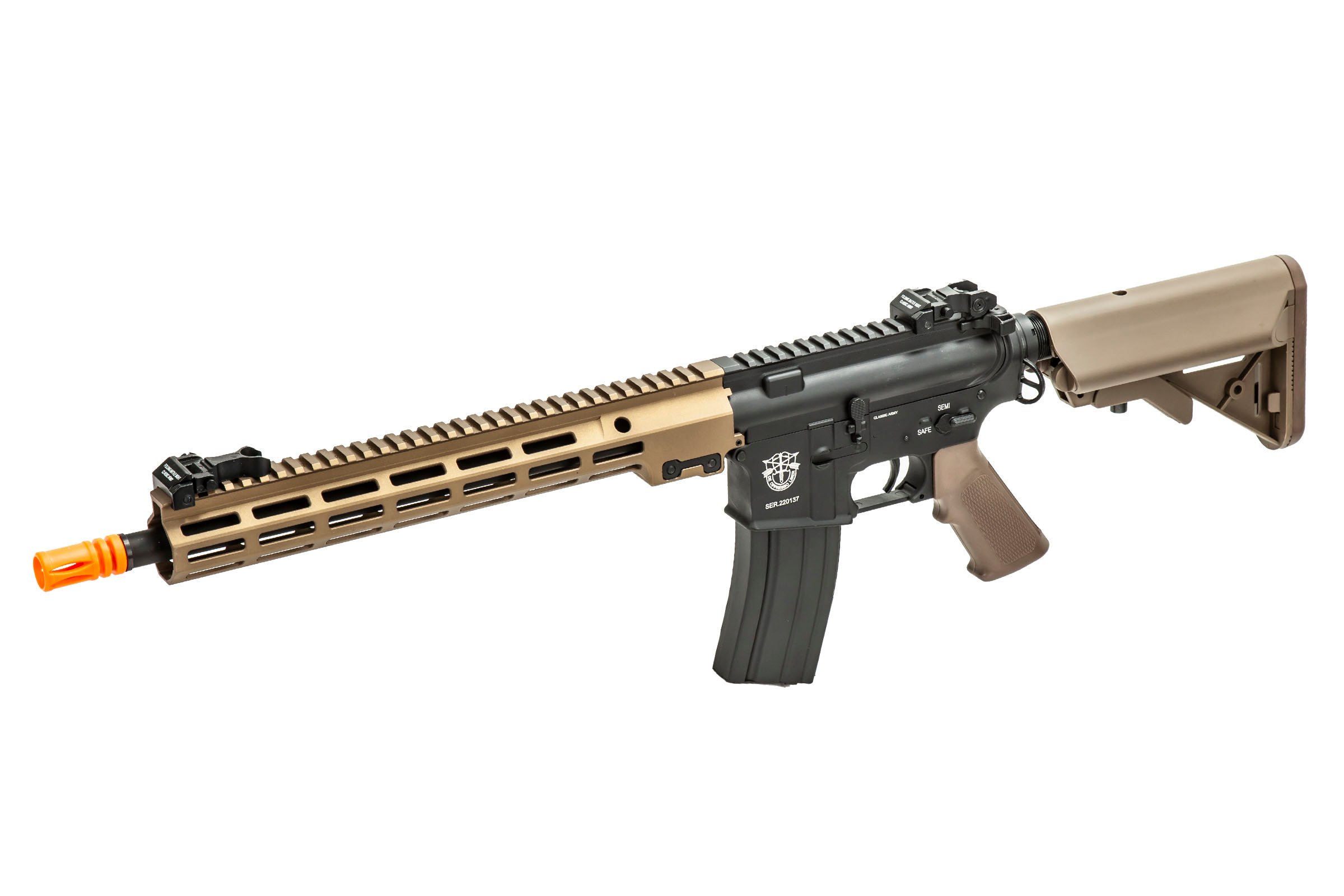 Classic Army MK16 13.5 Full Metal M4 ECS AEG Airsoft Gun ( Tan / Black )