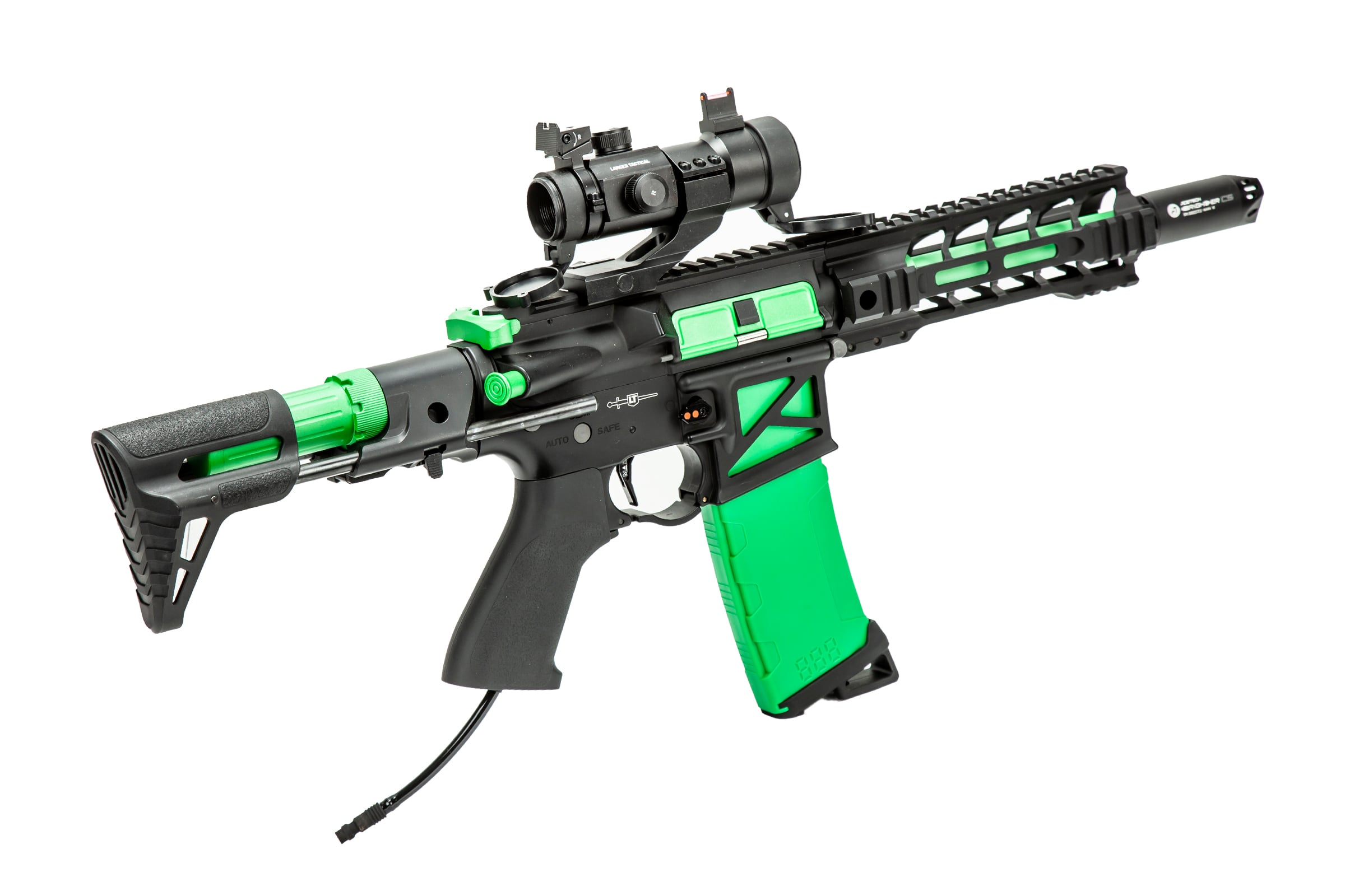 Lancer Tactical HPA Custom M4 Airsoft Rifle ( Black / Green )