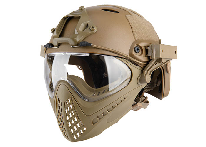 IMeshbean FAST Helmet Airsoft With Mask - Tactical Ballistic PJ Style - Green