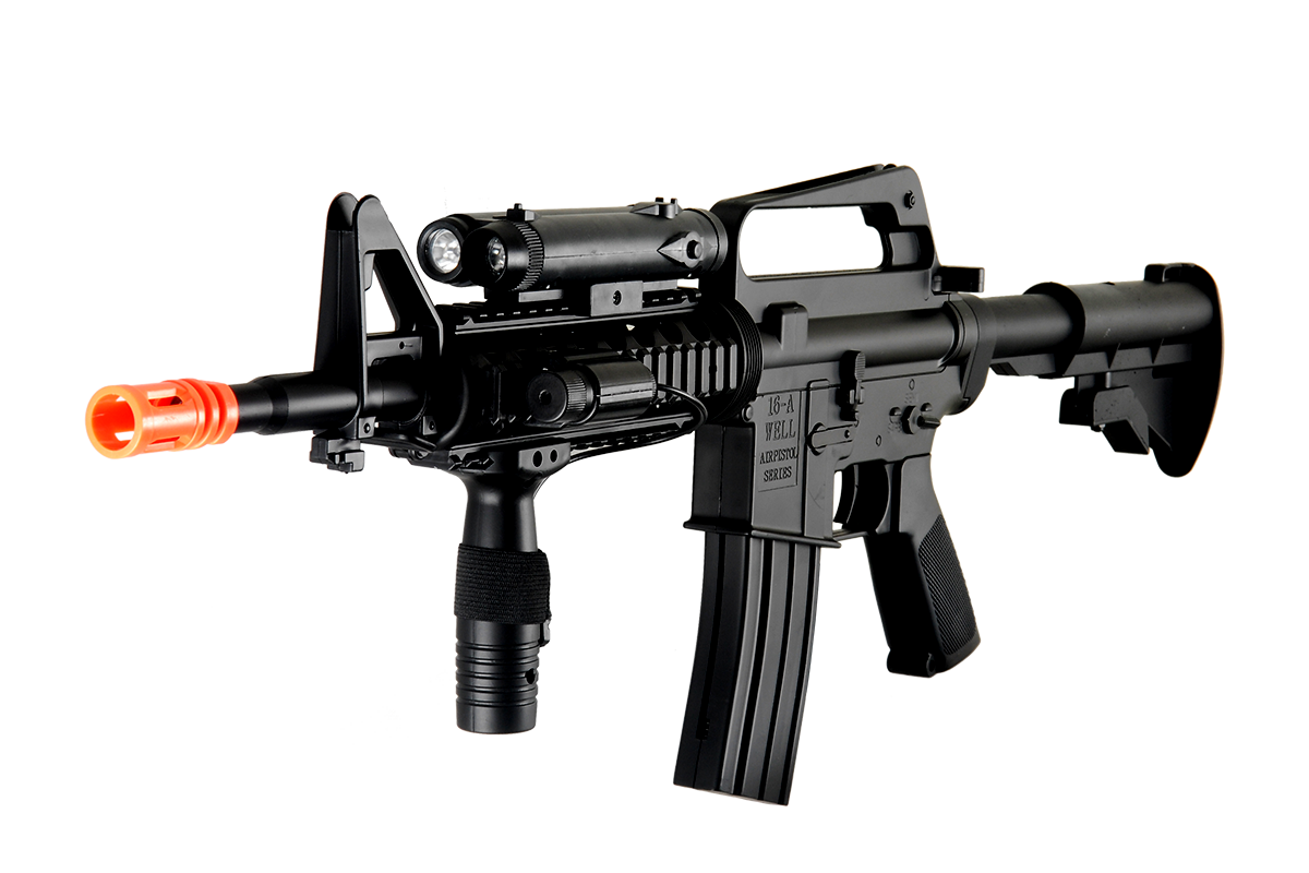 Well M4 CQB RIS Carbine Spring Airsoft Rifle Flashlight & Laser