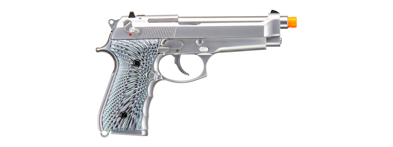 WE Beretta M92 Silver Full Metal Airsoft Gas Blowback Pistol 