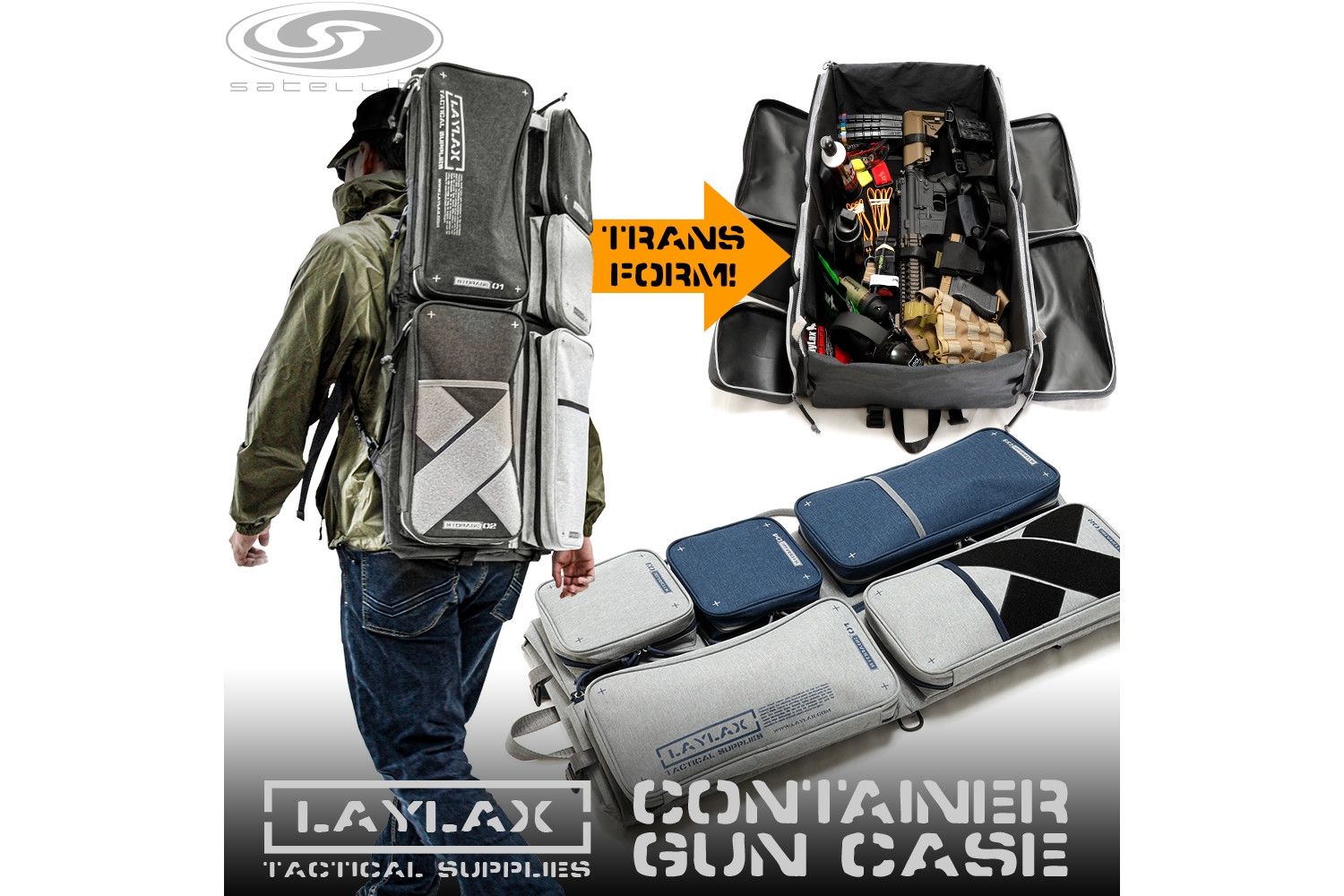 LayLax Container Gun Case ( Black / Grey )