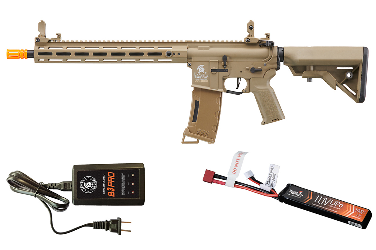 Lancer Tactical Gen 3 Hellion 13" MLOK M4 AEG Airsoft Rifle Lipo