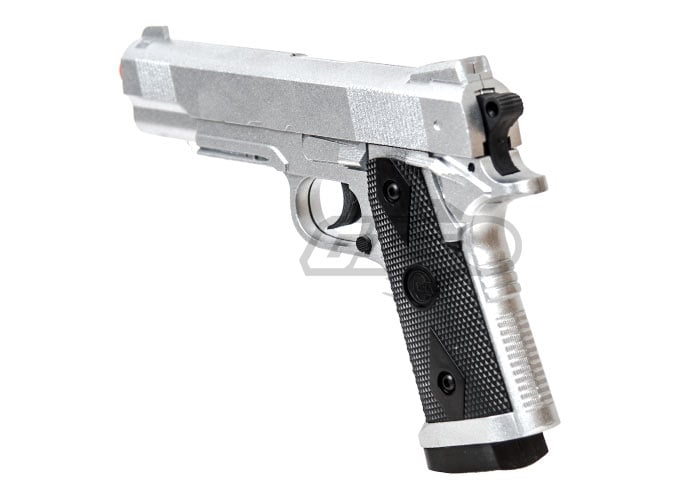 CYMA 1911 Tactical Chrome Metal Spring Airsoft Pistol ( Silver )