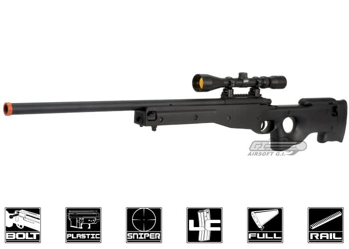 WELL L96 Bolt Action Airsoft Sniper Rifle w/ Folding Stock (Color: Black),  Airsoft Guns, Shop By Rifle Models, L96 / Type 96 -  Airsoft  Superstore