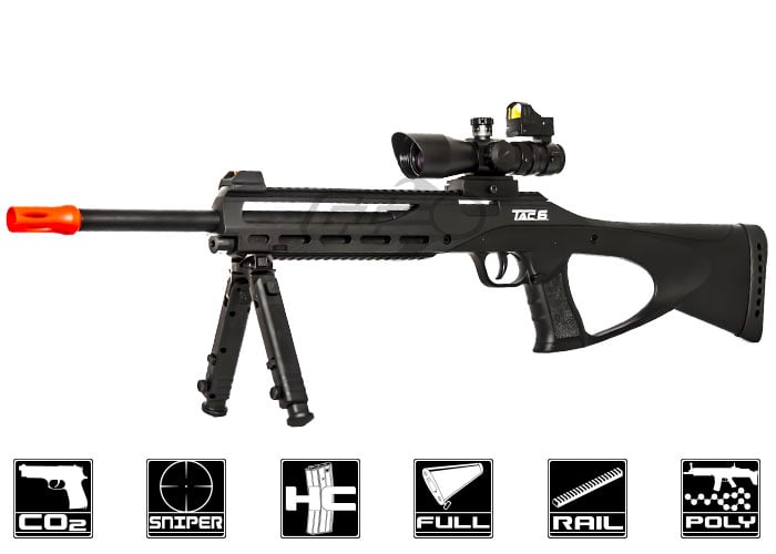 HFC Gas Powered M712 Full Metal Airsoft Sniper Rifle - BLACK/WOOD