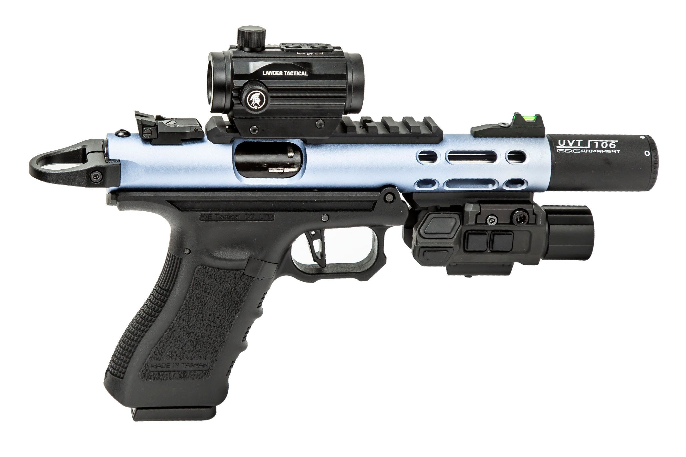 Airsoft GI Custom AntiMatter Shooter Gas Blowback Pistol ( Black / Blue )