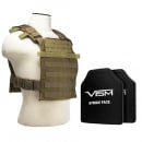 VISM Fast Plate Carrier with 11X14 LEVEL III+ PE Shooters Cut Hard Ballistic Plates (Tan)