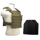 VISM Fast Plate Carrier With 10"X12' Level IIIA Shooter's Cut Hard Ballistic Plates (Tan)