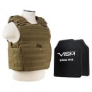 VISM Expert Carrier Vest with 2x 10X12 Shooters Cut Hard PE Ballistic Panels (Tan/2XL)