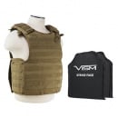 VISM Quick Release Plate Carrier Vest With Two 11"X14" Shooter's Cut Soft Ballistic Panels (Tan/Large)