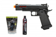 Gassed Up Player Package #32 ft. GE 3342 Hi-Capa Gas Blowback Pistol (Black/Red)