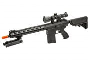 Golden Eagle SR-25K AEG Airsoft Rifle W/ URX4 M-LOK Handguard & Crane Stock Field Ready Combo (Black)