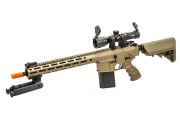 Golden Eagle SR-25K AEG Airsoft Rifle W/ URX4 M-LOK Handguard & Crane Stock Field Ready Combo (Tan)