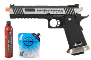WE Tech Hi-Capa T-Rex Competition GBB Airsoft Pistol Tibetin Ver. Green Gas Combo (Two Tone/Silver)
