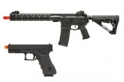 MGC4 MK2 Full Metal M4 AEG W/ ETU Airsoft Rifle & Elite Force Glock 17 Gen3 GBB Airsoft Pistol Combo (Black)