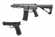 Zion Arms Full Metal R15 Short Barrel AEG Airsoft Rifle W/ ETU & Agency Arms EXA GBB Airsoft Pistol Combo (Gray)