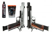 Vorsk Airsoft CS Defender Pro MEU GBB Airsoft Pistol Double Pack Starter Package (Black & Silver)