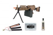 Premium Package #4 ft. A&K MK46 Polymer Reciever AEG Airsoft LMG (Tan)