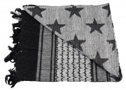 Lancer Tactical Multi-Purpose Shemagh Face Head Wrap With Stars (Black/White)