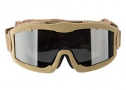 Lancer Tactical Aero Protective Airsoft Goggles Smoke/Yellow/Clear Lenses (Tan)