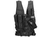 Lancer Tactical Nylon Youth Cross Draw Vest With Holster (Black)