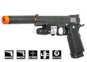 UK Arms G6 1911 Hi Capa 5.1 Spring Airsoft Pistol Laser & Barrel Extension Combo (Black)