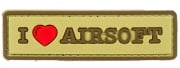 G-force "I Love Airsoft" PVC Morale Patch (Tan)