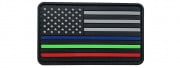 G-Force US Flag With Blue, Red, Green Line PVC Morale Patch (Black/Gray)