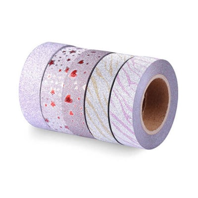 5 Rolls Glitter Paper Party Collection Bling Washi Tape Sticky