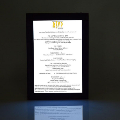 8-1/2" x 11" Single Panel LED Backlit Menu Cover Illuminated